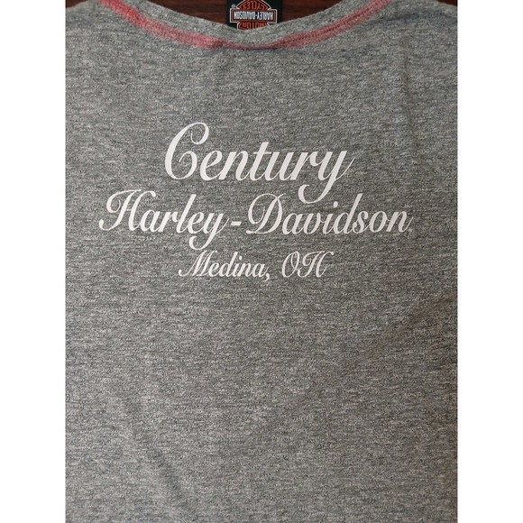 HARLEY-DAVIDSON Wmns Sz L T-Shirt Live Free Ride Hard Century Graphic Gray #307C - Picture 5 of 9